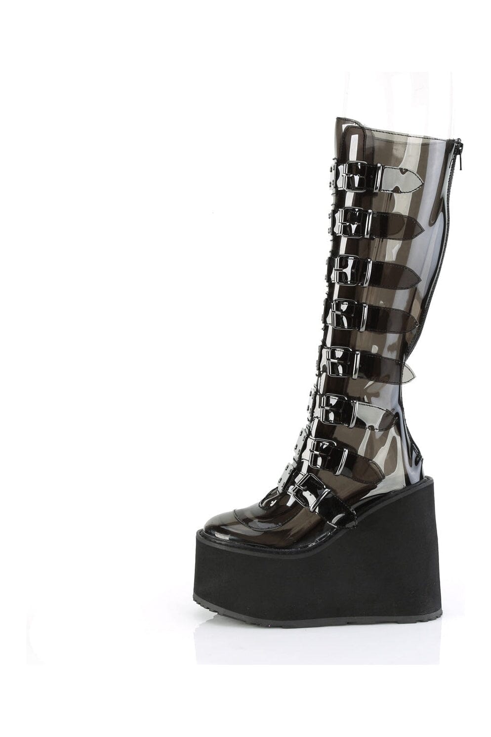 Demonia SWING-815C Black Smoke Knee Boot in Black Smoke