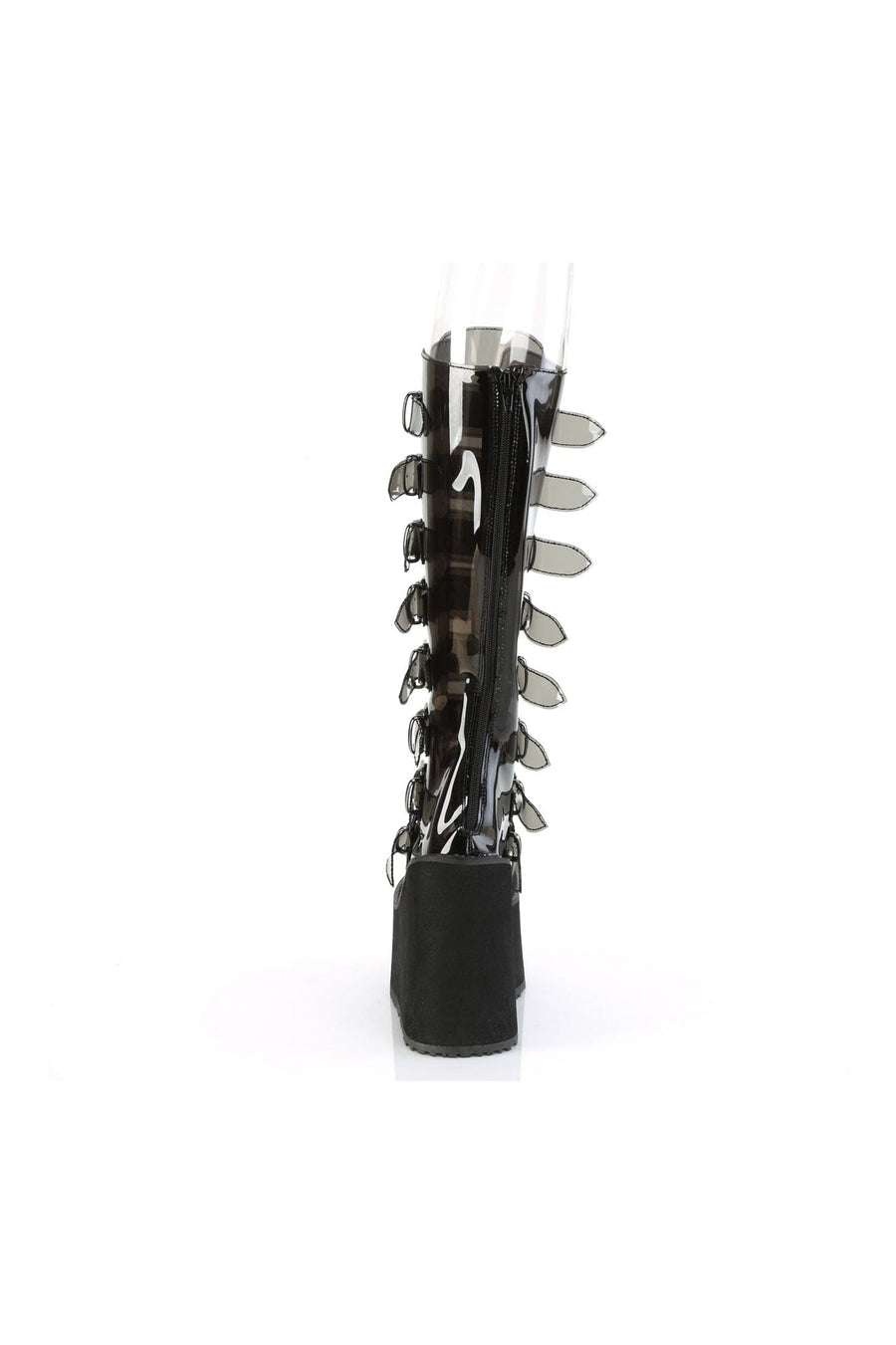 Demonia SWING-815C Black Smoke Knee Boot in Black Smoke
