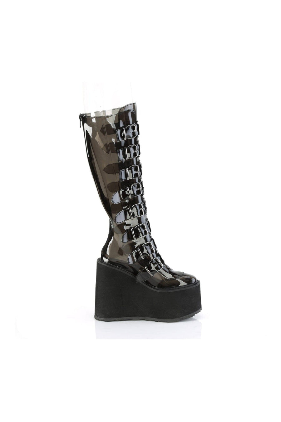 Demonia SWING-815C Black Smoke Knee Boot in Black Smoke