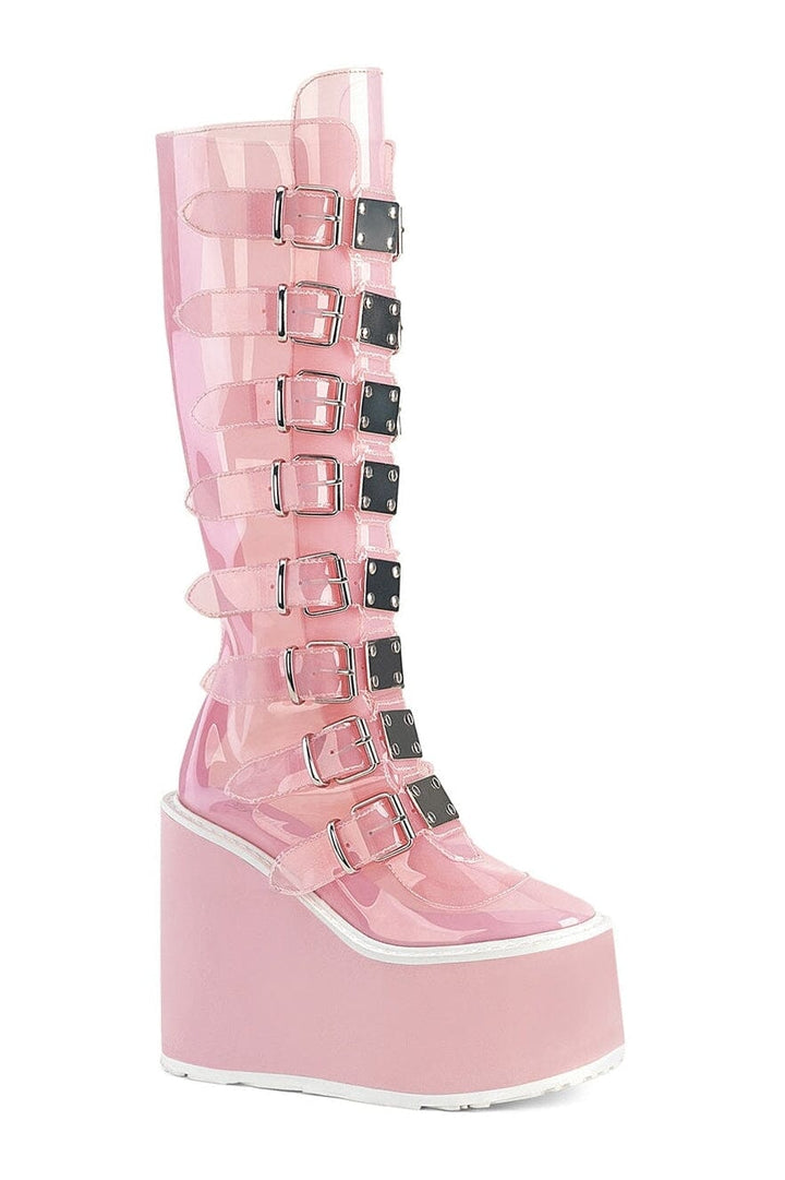 SWING-815C PInk Patent Knee Boot-Knee Boots-Demonia-PInk-10-Patent-SEXYSHOES.COM