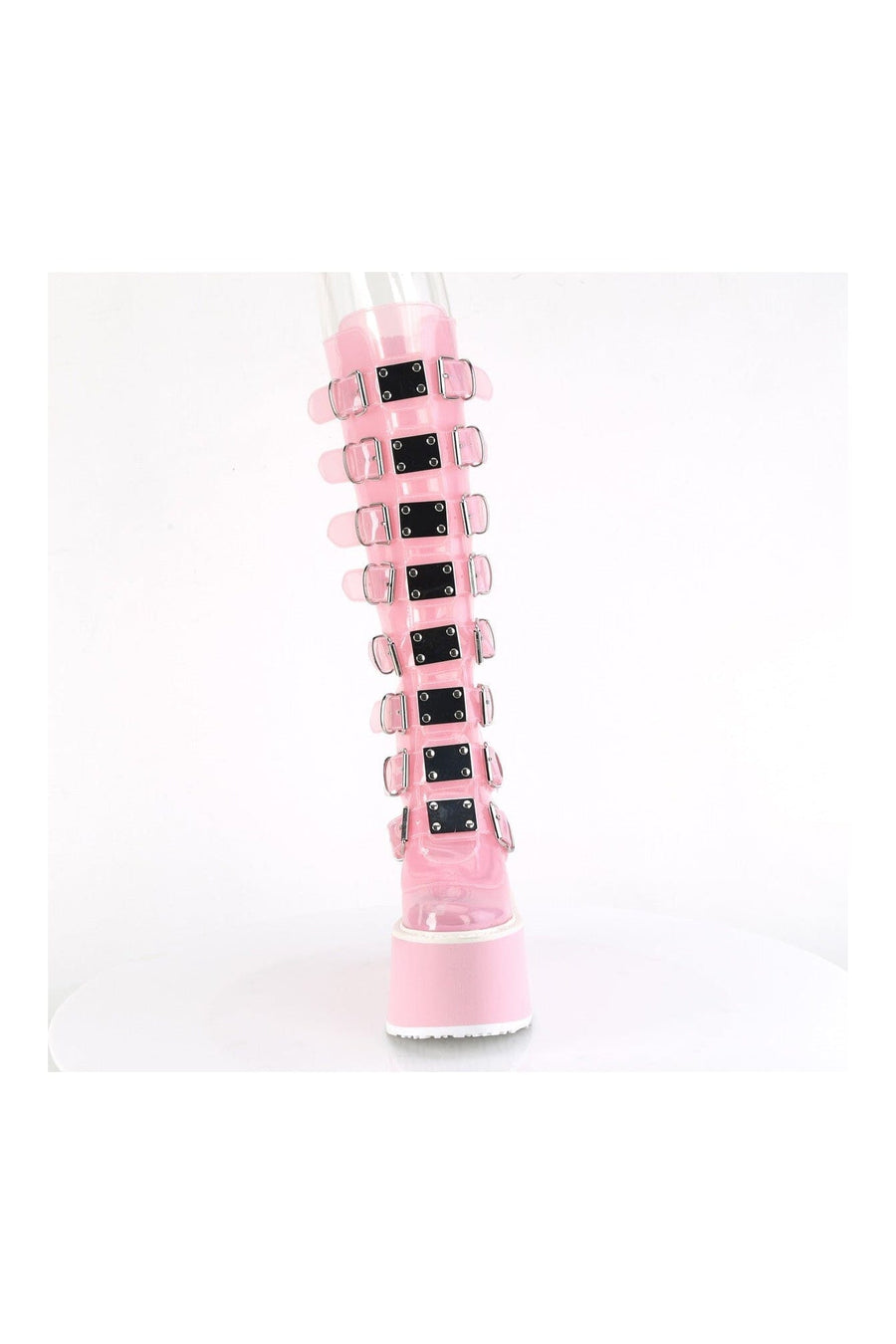 Demonia SWING-815C PInk Patent Knee Boot in PInk Patent