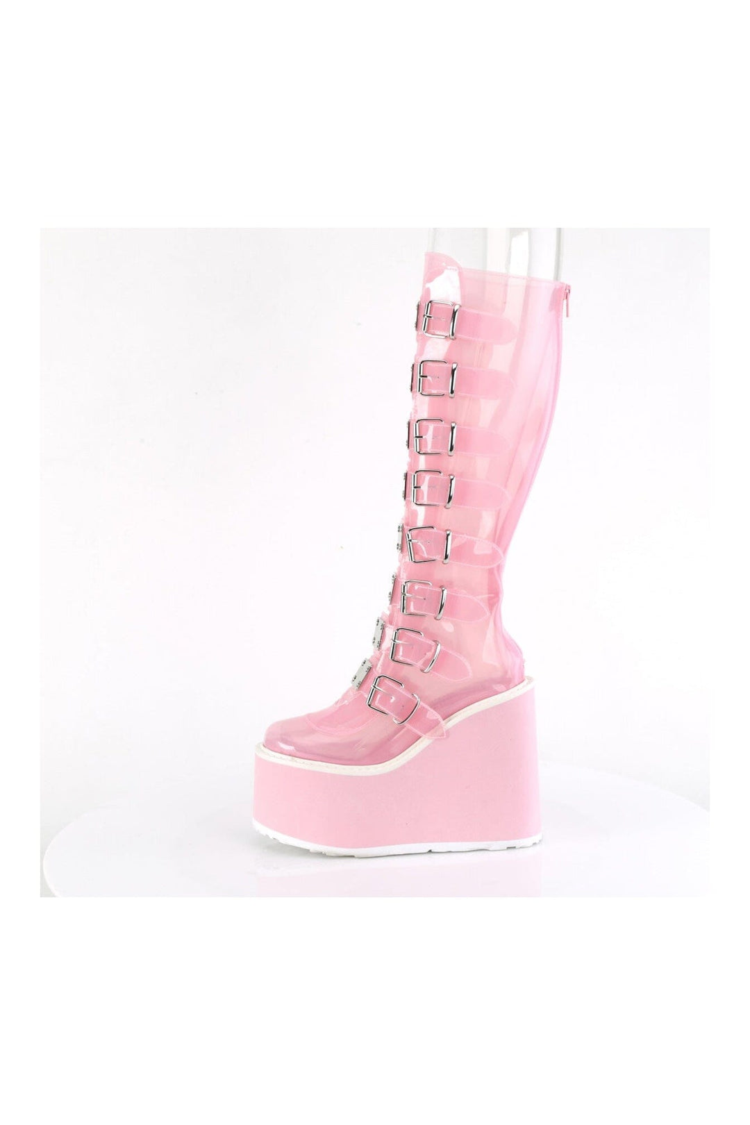 Demonia SWING-815C PInk Patent Knee Boot in PInk Patent