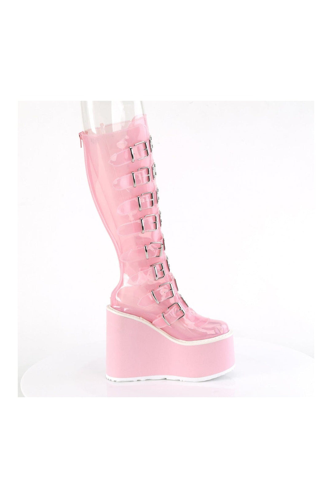 Demonia SWING-815C PInk Patent Knee Boot in PInk Patent
