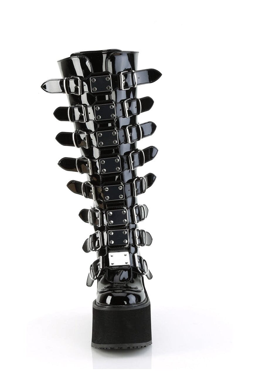 Demonia SWING-815WC Black Patent Knee Boot in Black Patent