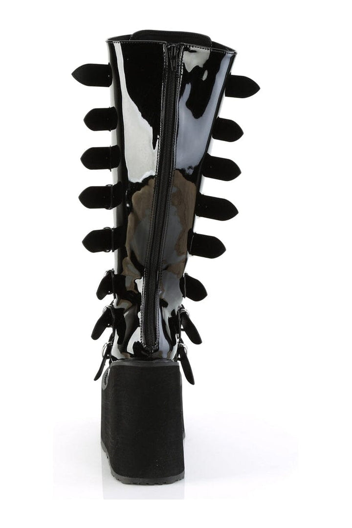 SWING-815WC Black Patent Knee Boot-Knee Boots-Demonia-SEXYSHOES.COM