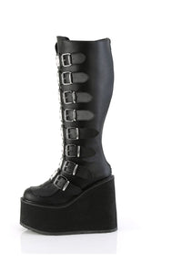 Demonia SWING-815WC Black Vegan Leather Knee Boot in Black Vegan Leather