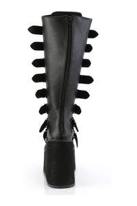 Demonia SWING-815WC Black Vegan Leather Knee Boot in Black Vegan Leather