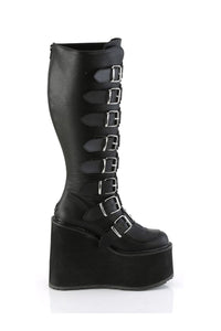 Demonia SWING-815WC Black Vegan Leather Knee Boot in Black Vegan Leather