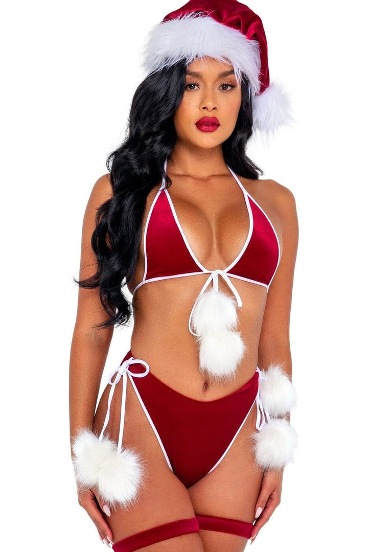 Santa's Holiday Spirit Bikini Costume-Holiday Costumes-Roma Costumes-Red-M/L-SEXYSHOES.COM
