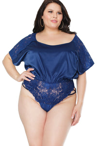 Coquette Satin Blouse Romper in Blue  from SexyShoes.com