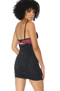 Coquette Scallop Lace Chemise in Black 