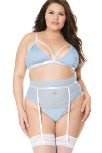 Coquette Scallop Lace Mesh Bralette Set in Blue  from SexyShoes.com