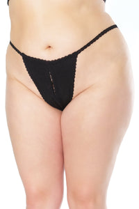 Coquette Scalloped Crotchless Thong in Black  from SexyShoes.com