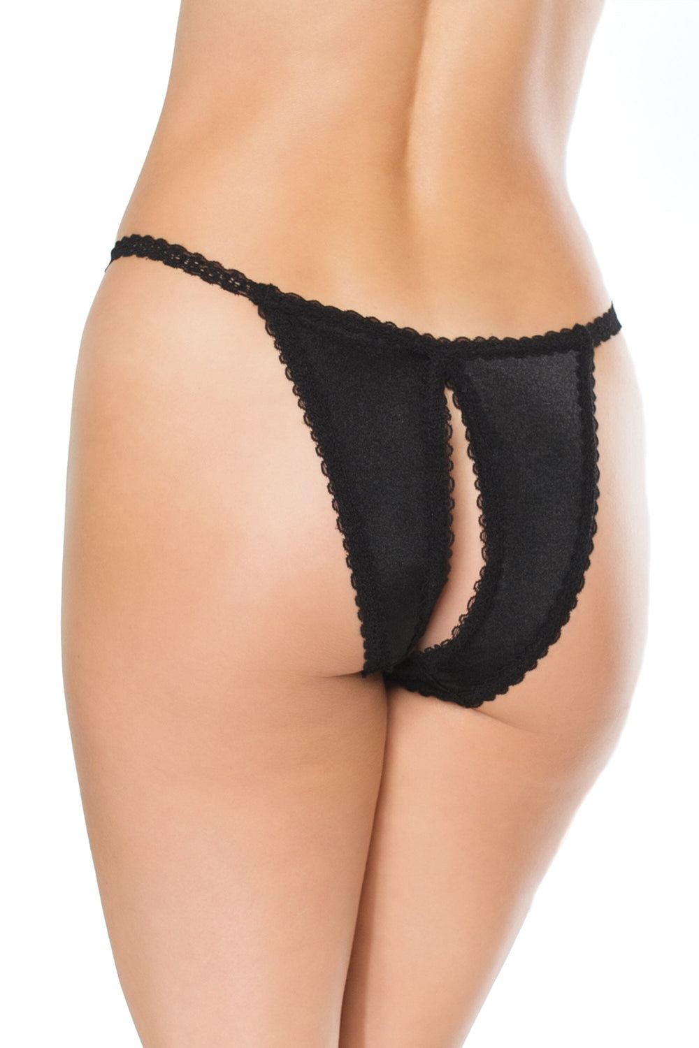 Scalloped Crotchless Thong-Strings + Thongs-Coquette-Black-O/S-SEXYSHOES.COM