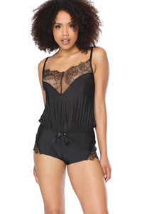 Coquette Scalloped Eyelash Romper in Black  from SexyShoes.com