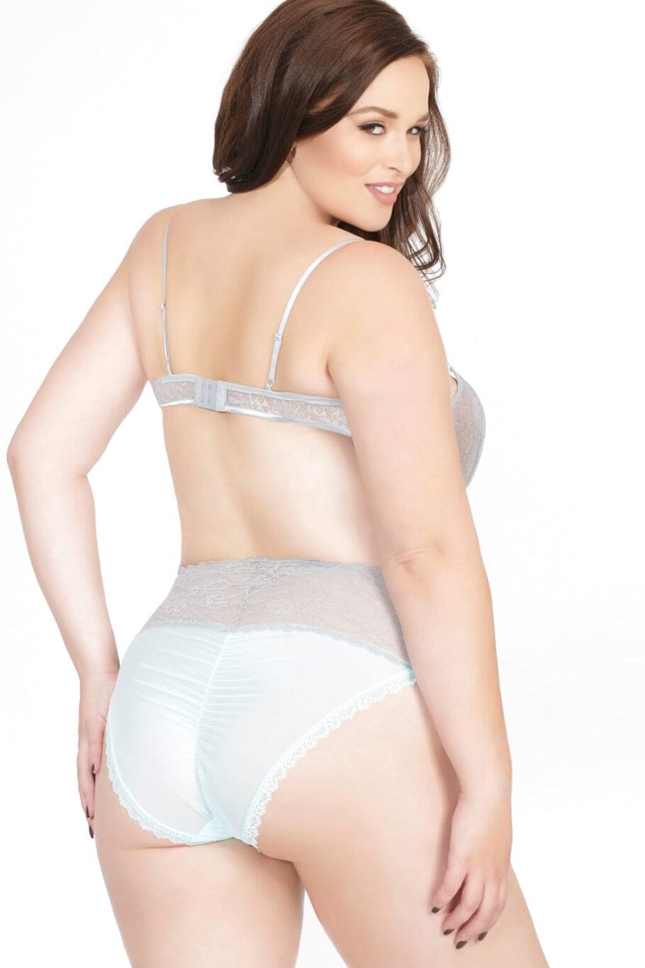 Scalloped High Waisted Lace Set | Plus Size-Lingerie Sets-Coquette-Blue-Q-SEXYSHOES.COM