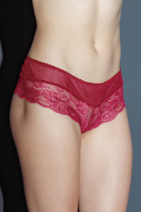 Coquette Scalloped Stretch Lace Booty Short in Red  from SexyShoes.com