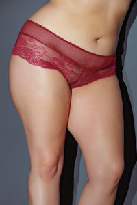 Coquette Scalloped Stretch Lace Booty Short in Red  from SexyShoes.com