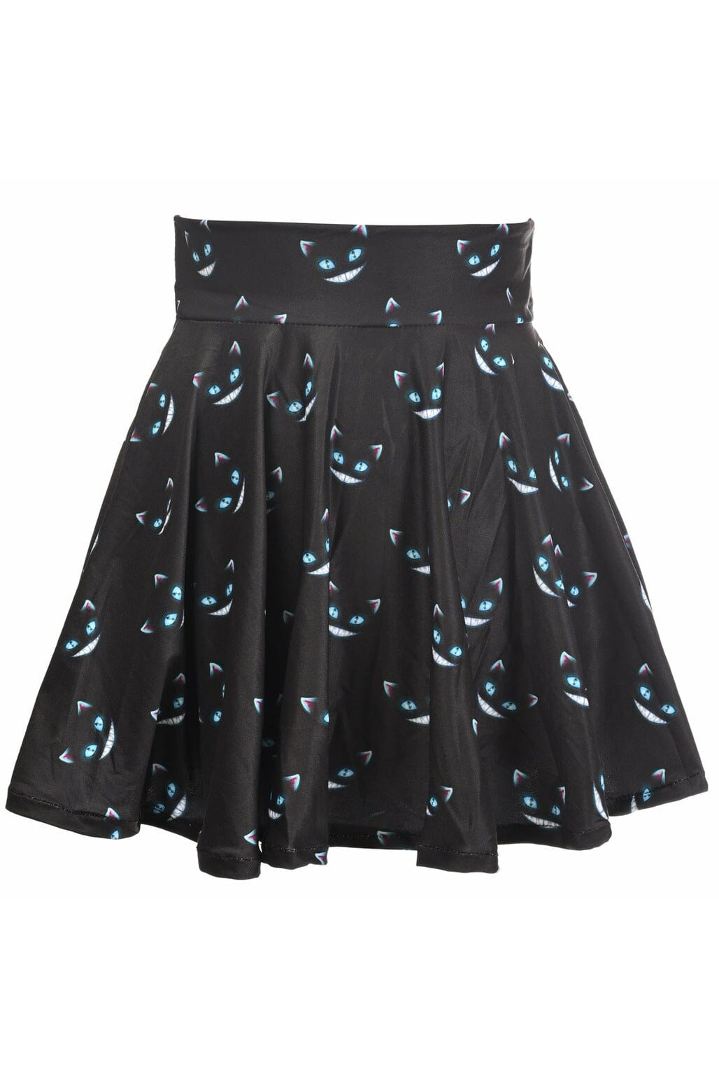 Scary Cats Print Stretch Lycra Skirt-Costume Skirts-Daisy Corsets-Black-XS-SEXYSHOES.COM