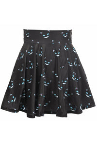 Daisy Corsets Scary Cats Print Stretch Lycra Skirt in Black  from SexyShoes.com