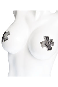 Coquette Set of Lace Crossed Pasties in Black  from SexyShoes.com