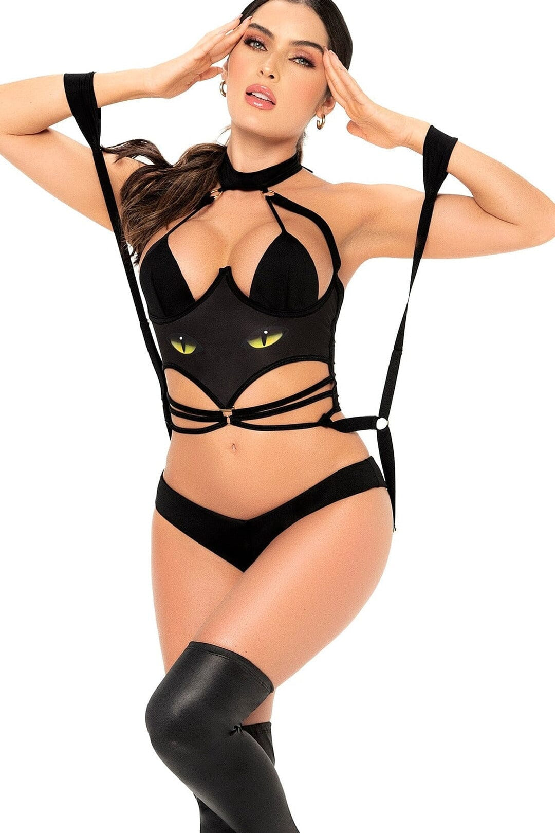 Sexy Cat Girl Costume-Fantasy Lingerie-Mapale-Black-S/M-SEXYSHOES.COM