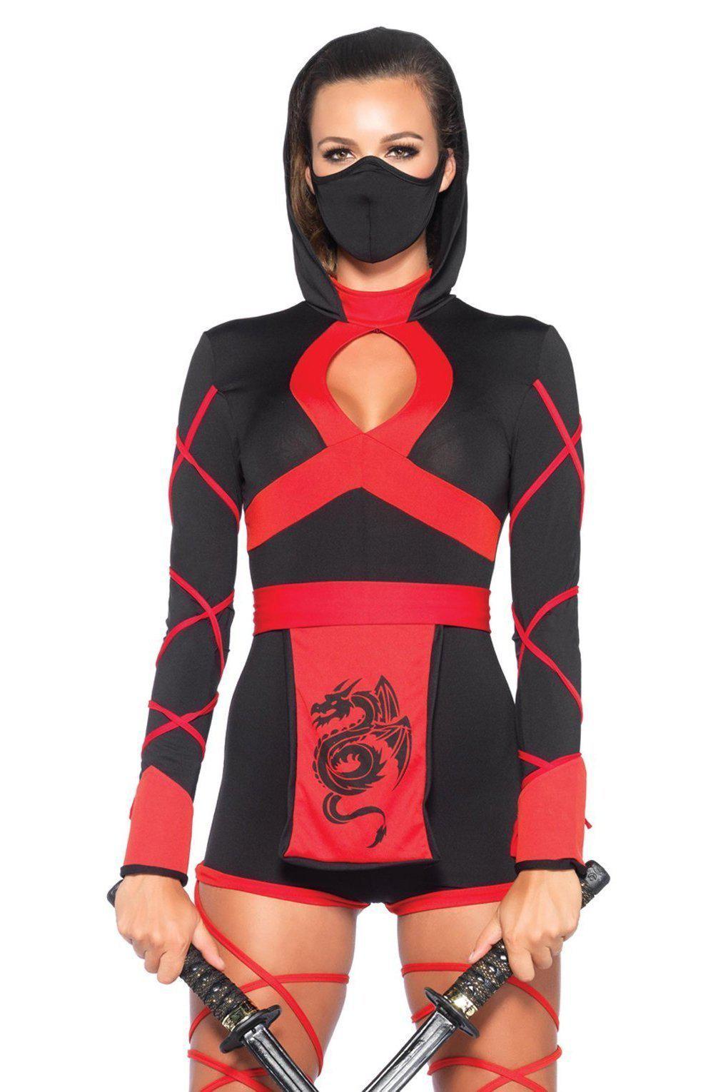 Sexy Dragon Ninja Costume-Villian Costumes-Leg Avenue-Black-S-SEXYSHOES.COM