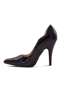 Sexyshoes Signature V Shaped Topline Cute Scalloped Detailed Pump in Black Patent