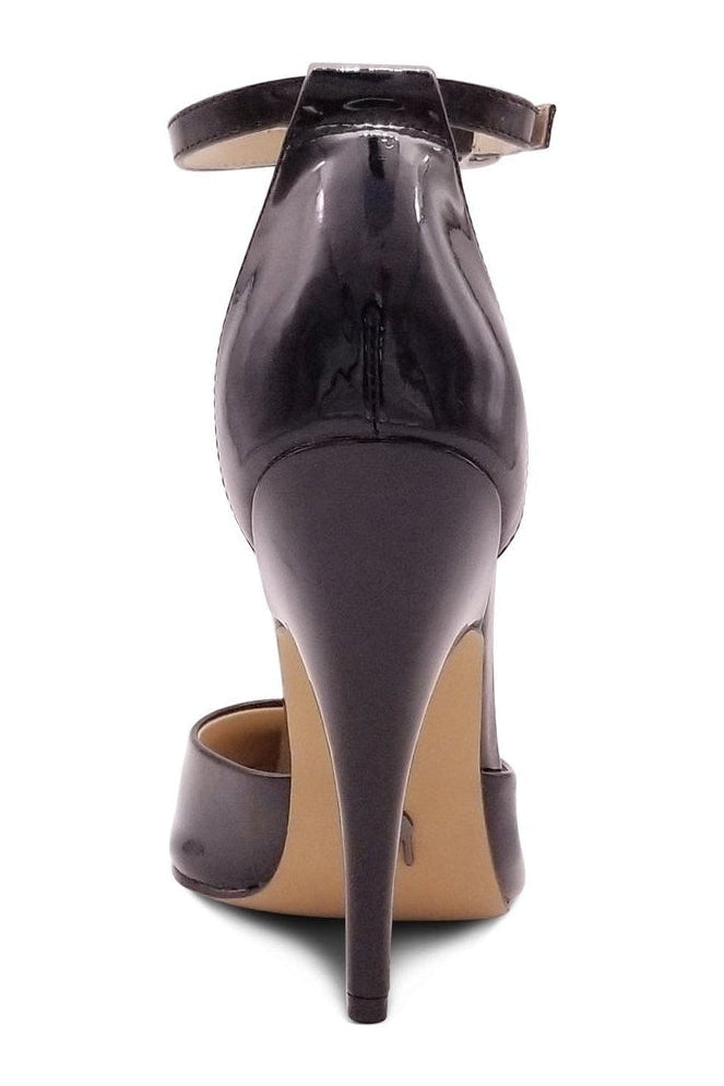 Sexyshoes Signature Ankle Strap D'Orsay Classic Pump in Black Patent