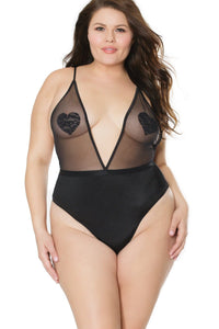 Coquette Sheer Crotchless Teddy in Black  from SexyShoes.com
