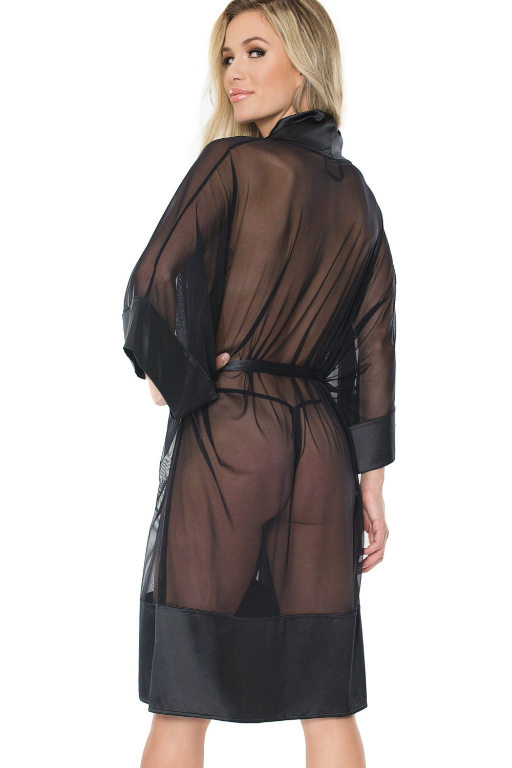 Sheer Kimono Style Robe-Gowns + Robes-Coquette-Black-O/S-SEXYSHOES.COM