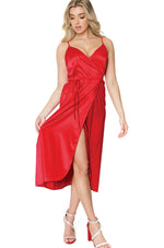 Silk Midi Wrap Dress