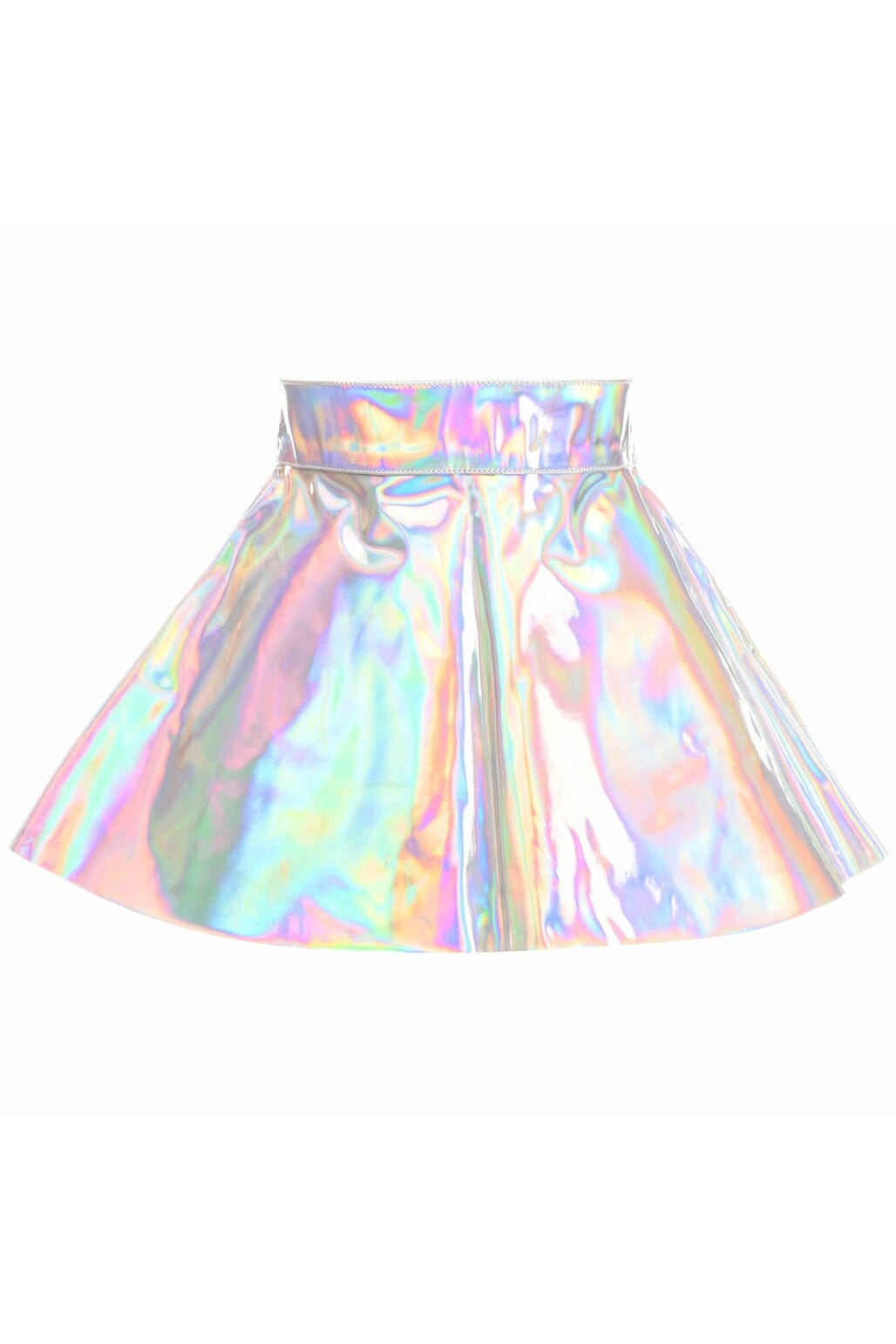 Silver Holo Skater Skirt-Mini Skirts-Daisy Corsets-Silver-S-SEXYSHOES.COM