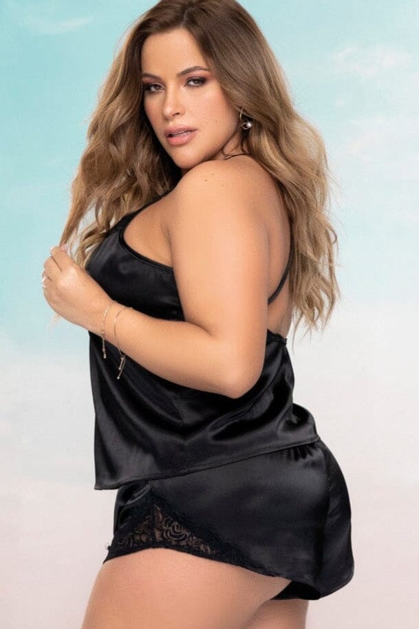 Mapale Simi Flare 2 Piece Camisole Set in Black 