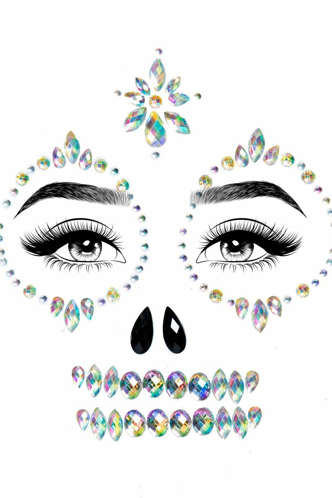 Skeleton Adhesive Face Body Jewels-Body Jewelry-Leg Avenue-Clear-O/S-SEXYSHOES.COM