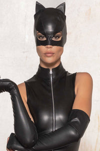 Patrice Catanzaro Small Faux Leather Mask Cat in Black  from SexyShoes.com