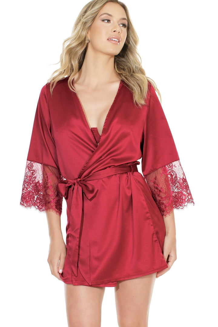 Soft Stretch Satin Robe-Gowns + Robes-Coquette-Red-O/S-SEXYSHOES.COM