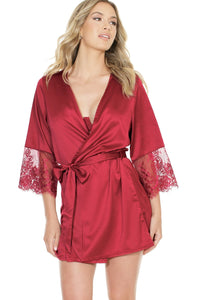 Coquette Soft Stretch Satin Robe in Red  from SexyShoes.com