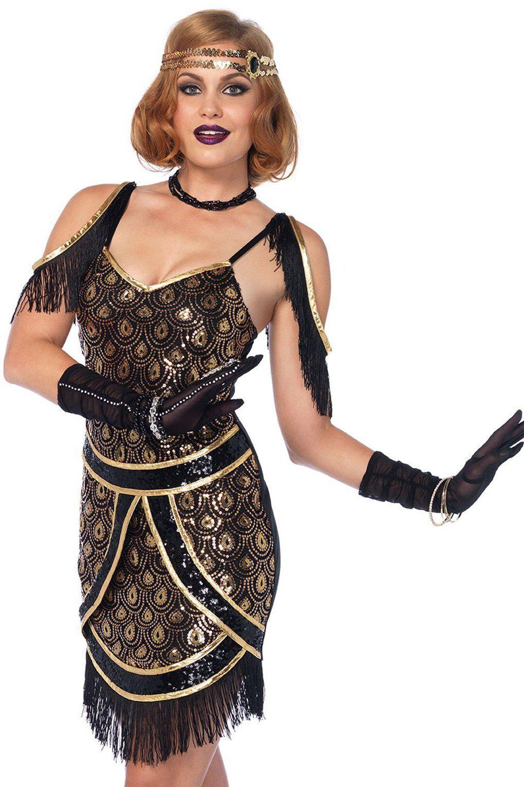 Speakeasy Sweetie Costume-Flapper Costumes-Leg Avenue-Black-S-SEXYSHOES.COM