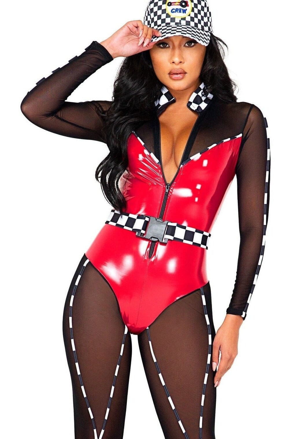 Speedway Hottie Costume-Racer Costumes-Roma Costumes-Red-L-SEXYSHOES.COM