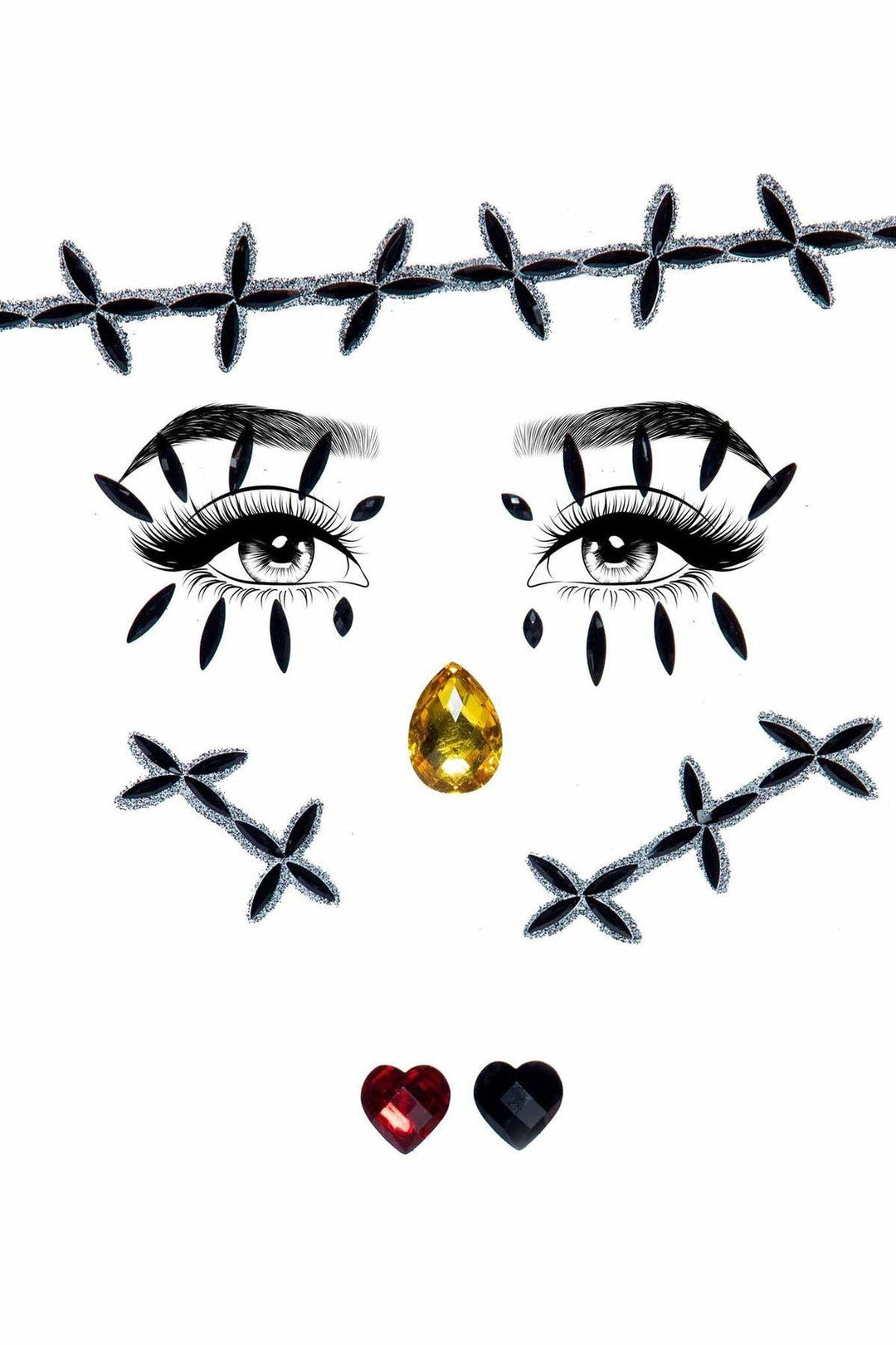 Leg Avenue Stitches Adhesive Face Jewels in Black  from SexyShoes.com