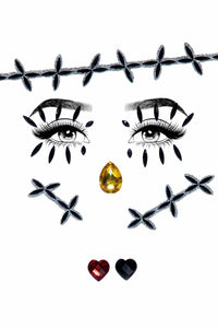 Leg Avenue Stitches Adhesive Face Jewels in Black  from SexyShoes.com