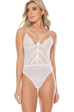Strappy White Mesh Teddy