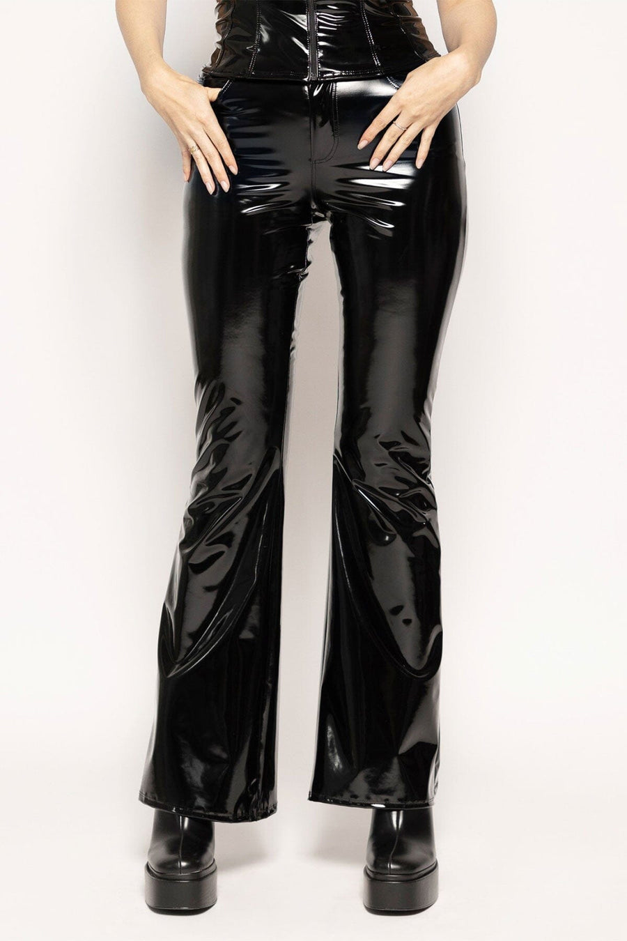 Patrice Catanzaro Stratosphere Black Vinyl Trousers in Black 