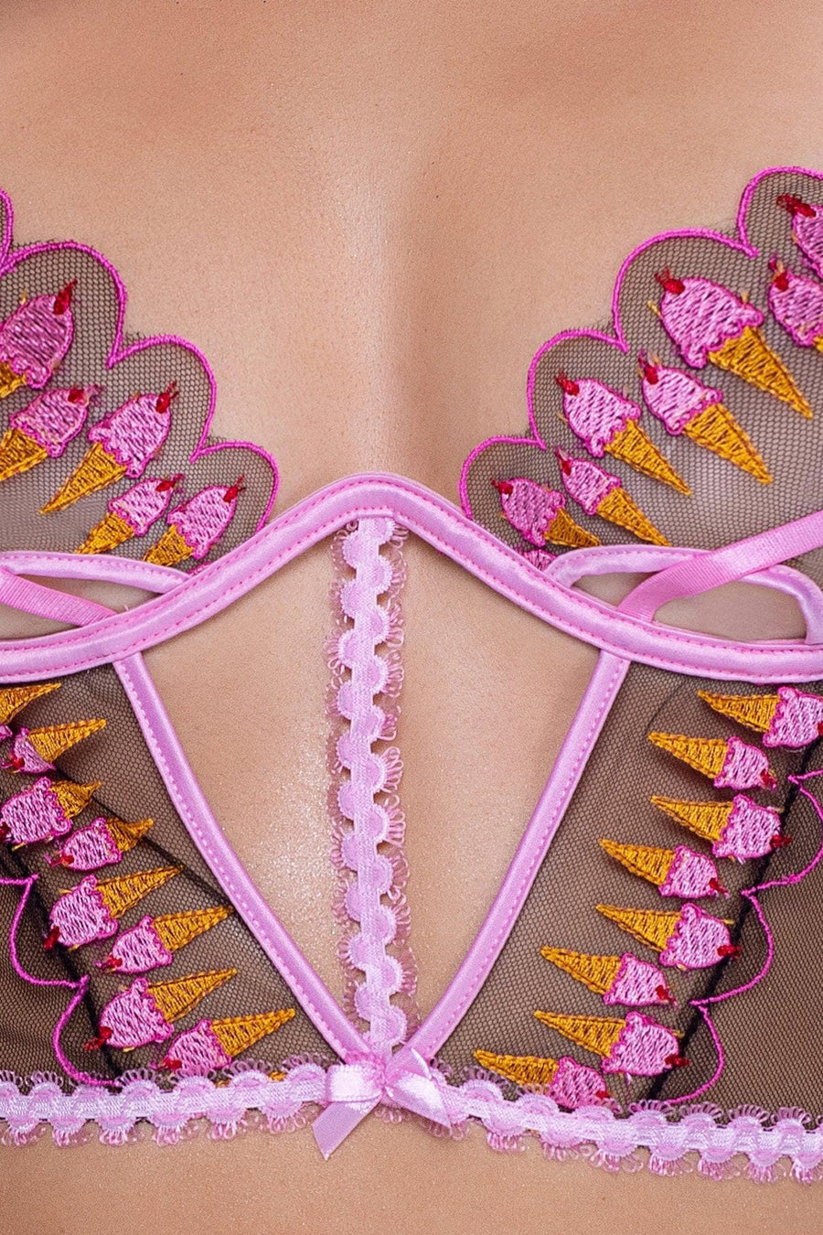 Roma Confidential Strawberry Sherbet 2 Piece Bustier Set in Pink 