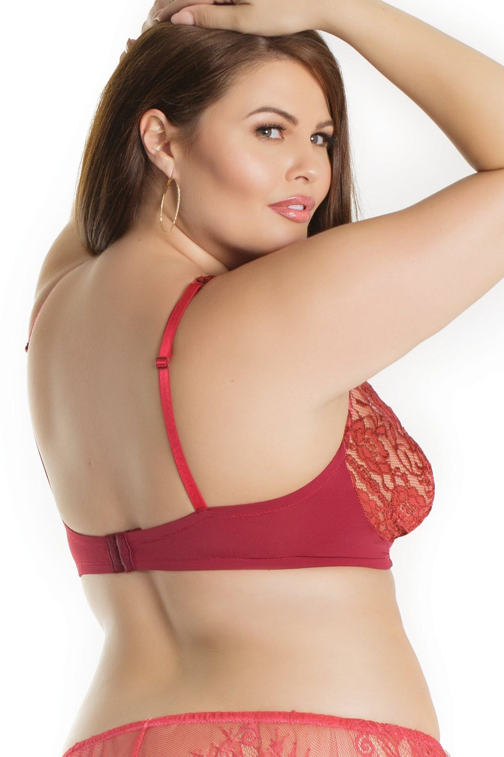 Stretch Lace Bralette | Plus Size-Bras-Coquette-Red-Q-SEXYSHOES.COM