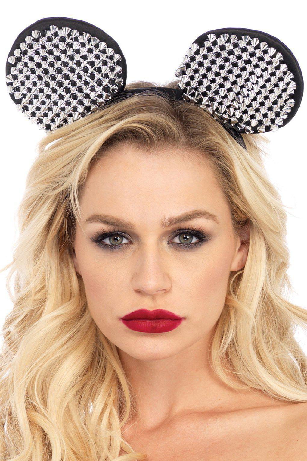 Studded Mouse Ears-Costume Headwear-Leg Avenue-Silver-O/S-SEXYSHOES.COM