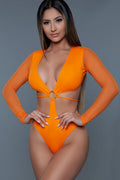 Swimsuit With Mesh Long Sleeves