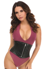 Top Drawer Black Faux Leather Steel Boned Mini Cincher