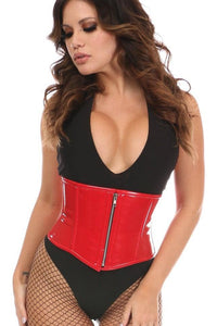 Daisy Corsets Top Drawer Red Patent Steel Boned Mini Cincher in Red  from SexyShoes.com